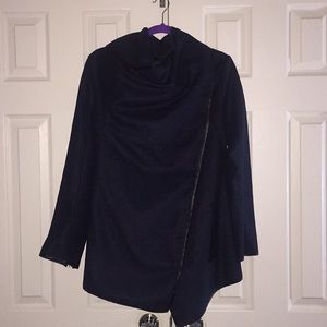 Navy blue drape front jacket